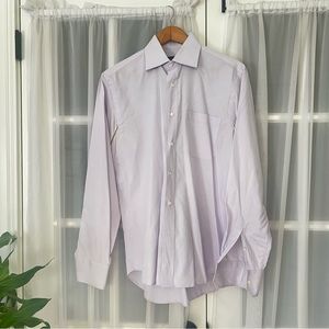Canali French Cuff Lavendar Crosshatch Cotton Dress Shirt Slim fit Sz 15.5